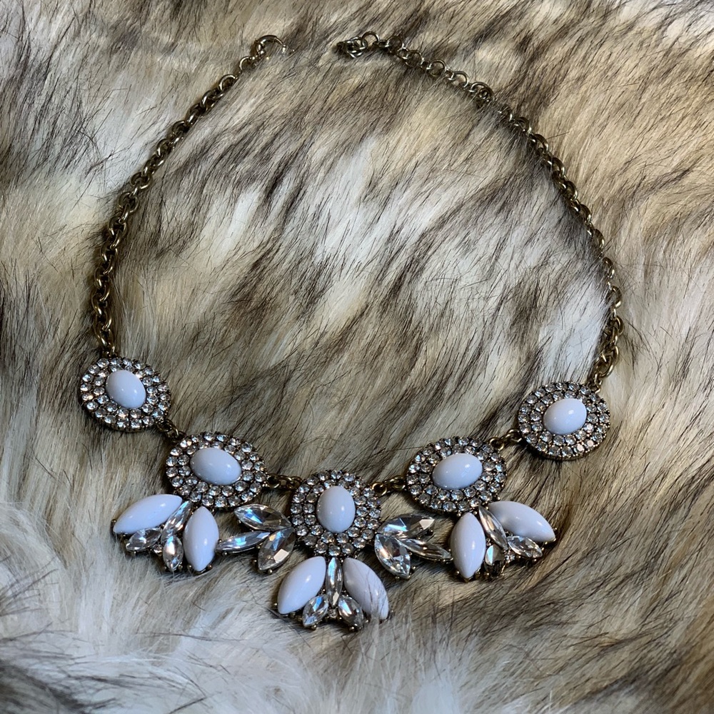 J.Crew Gold, White and Pave Necklace